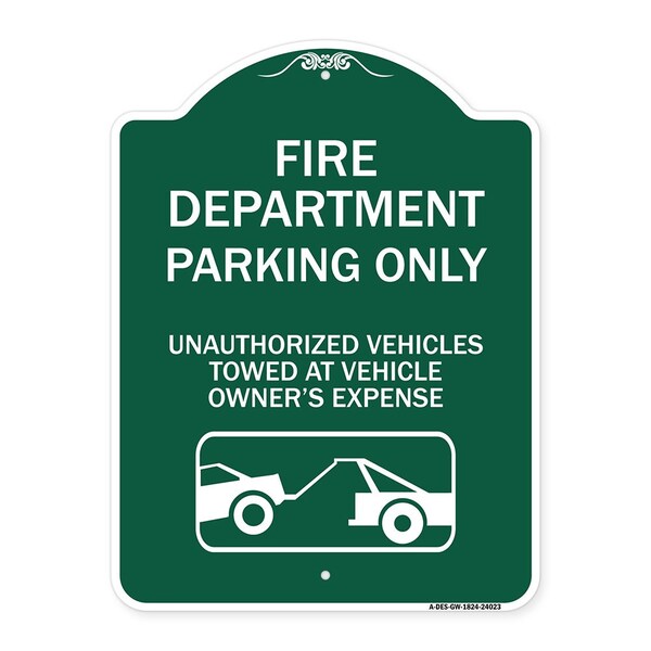 Fire Department Parking Unauthorized Vehicles Towed at Owner Expense with Graphic, GW-1824-24023